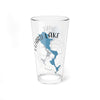 Clear glass pint glass with Lizard Lake map and "Minnesota" text.
