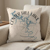 Center Hill Lake Tennessee map on a linen pillow with compass design.