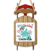 Sled ornament with "Merry Christmas from Webster Lake" and a blue lake outline.