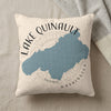 Cream pillow with blue Lake Quinault map and "WASHINGTON" text.
