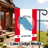 Canadian flag garden flag with Georgian Bay map and "The Smith Family" text.