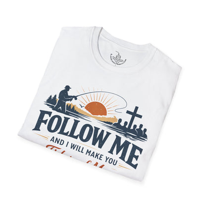 Follow Me Fishers of Men T-Shirt | Christian Fishing Faith Tee Scripture Bible Verse Gift Shirt