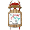 Wooden sled ornament with "Merry Christmas From Kerr Lake" text and lake map.