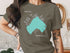 Olive green t-shirt with a teal map of Little Turtle Lake, Minnesota.