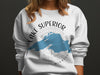 White sweatshirt with "Lake Superior" and a map contour over a compass.