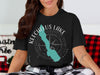 Keechelus Lake Washington graphic on black t-shirt with compass rose.