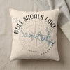 Bull Shoals Lake Arkansas map with compass rose on decorative pillow.