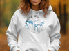 White hoodie with "Patoka Lake Indiana" map and compass graphic.