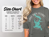 Size chart with garment measurements for a Comfort Colors 1717 heavyweight adult tee.