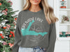 Crewneck sweatshirt with Grenada Lake Mississippi map and compass design.