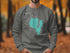 Sabago Lake, Maine map graphic on a gray sweatshirt.