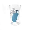 Glass with blue Lake Pulaski map and Minnesota text design.