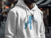 White hoodie with blue map outline, compass, and "Lake Dillon Colorado" text.