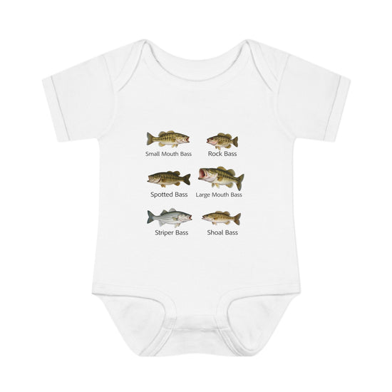 Bass Fish Cute Baby Infant Bodysuit Onesie | Smallmouth, Rock, Spotted, Striper, Largemouth Bass Cool Fishing Baby Onesie