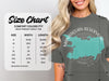 Comfort Colors 1717 heavyweight adult tee size chart with width and length measurements.