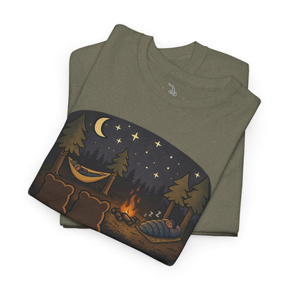 Campfire Bears Humor T-Shirt, People in Sleeping Bags are Bear Burritos and Tacos Joke, Camping Hiking Smores Bonfire Apparel