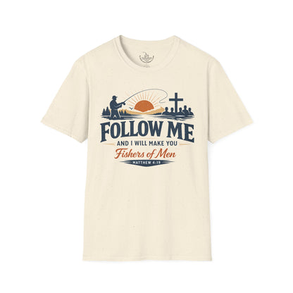 Follow Me Fishers of Men T-Shirt | Christian Fishing Faith Tee Scripture Bible Verse Gift Shirt