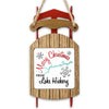 Wooden sled ornament with "Merry Christmas From Lake Hickory" text and snowflakes.