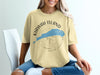 Yellow t-shirt with Kiawah Island, South Carolina map and compass design.