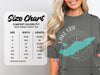 Comfort Colors 1717 heavyweight adult tee size chart with width and length measurements.