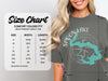 Comfort Colors 1717 heavyweight adult tee size chart with width and length measurements.