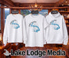 White long-sleeve shirt, short-sleeve shirt, and hoodie with Spoon Lake map graphic.