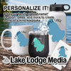 Personalized Ossipee Lake mug, tumbler, and water bottle on wooden surface.