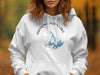 White hoodie with "Smith Mountain Lake Virginia" and a compass rose graphic.