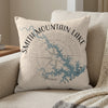Cushion with Smith Mountain Lake map and compass rose design, Virginia.