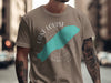 Brown t-shirt with Lake Louise and Banff design and compass graphic.