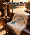 Woven throw blanket with "South Holston Lake Virginia" and compass design.