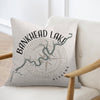 Pillow with Bankhead Lake Alabama map design and compass rose.