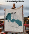 Woven blanket with Forest Lake, Minnesota map design and compass.