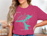 Turquoise Nantahala Lake NC map graphic on pink t-shirt with compass.