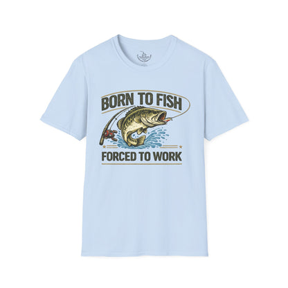 Born to Fish Forced to Work Shirt, Funny Fishing Tee, Fisherman Angler Funny Shirt, Father's Day, Grandpa, New Job Gift