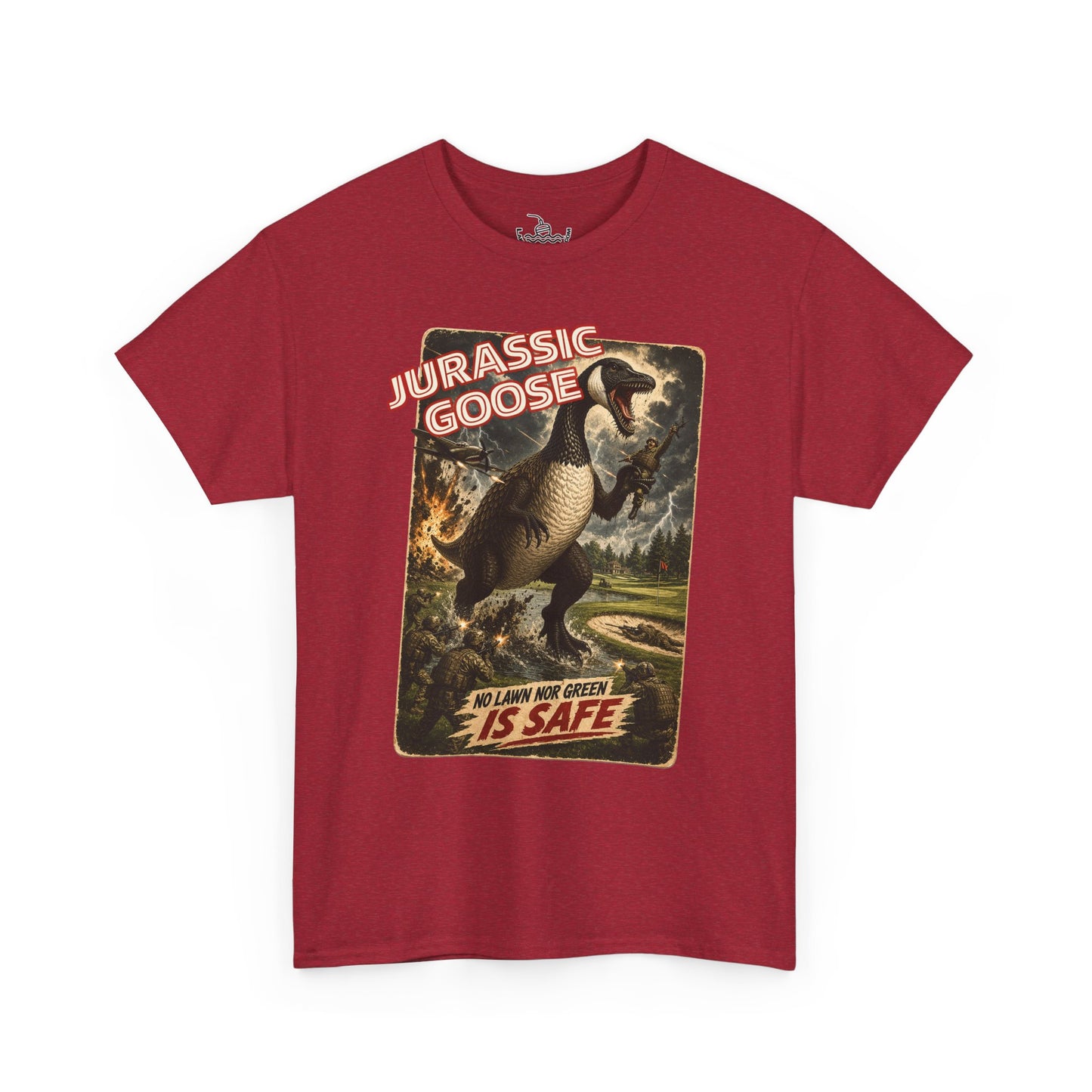 Jurassic Goose Funny Canadian Bird Shirt | Golf Course Dinosaur Monster Attack | Great for both Birdwatchers and Sci-fi fans