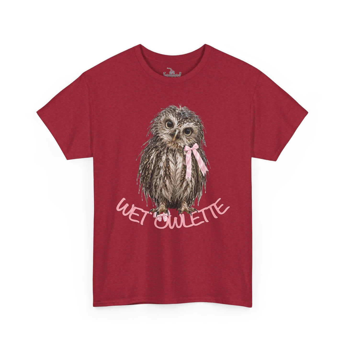 Wet Owl Coquette French Owlette Cute Pink Baby Owl Shirt, Hiking Wildlife T-Shirt, Screech Hoot Owl Bird Watching Shirt