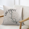 Pillow with Lake Oconee Georgia map and compass design.