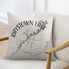 Raystown Lake Pennsylvania map design on a light-colored pillow.