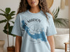 Pale blue t-shirt with Lake Marion South Carolina map and compass graphic.