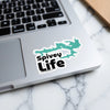 Spivey Life sticker featuring a teal lake outline and black text.