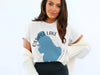 White t-shirt with blue Ossipee Lake map graphic and "New Hampshire" text.