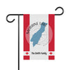Customizable flag with Moraine Lake outline, compass rose, and "The Smith Family."