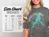 Comfort Colors 1717 heavyweight adult tee size chart with width and length measurements.