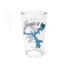 Glass with Nantahala Lake map and compass design, "North Carolina" text.