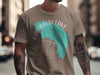 Taupe t-shirt with Garibaldi Lake map graphic and compass, British Columbia.