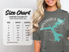 Comfort Colors 1717 heavyweight t-shirt size chart with width and length measurements.