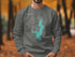 Gray sweatshirt with a teal map of Lake Ray Hubbard, Texas.