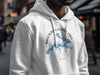 White hoodie with "Mountain Island Lake North Carolina" map design.
