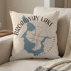 Broadway Lake South Carolina map with compass rose on a textured pillow.